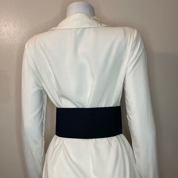 Black wide elastic waistband belt with black satin bow - Picture 4 of 8